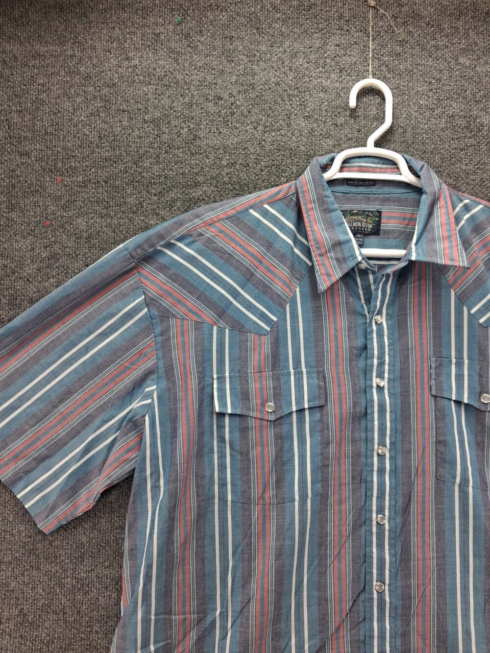Salmon  River Traders Western Wear Pearl Snap Mens 3XLT Short Sleeve Striped